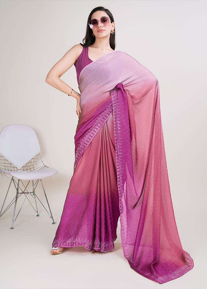 Multicolor Spun Silk Saree With Blouse Piece