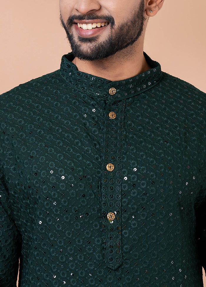 Green Silk Kurta And Pajama Set