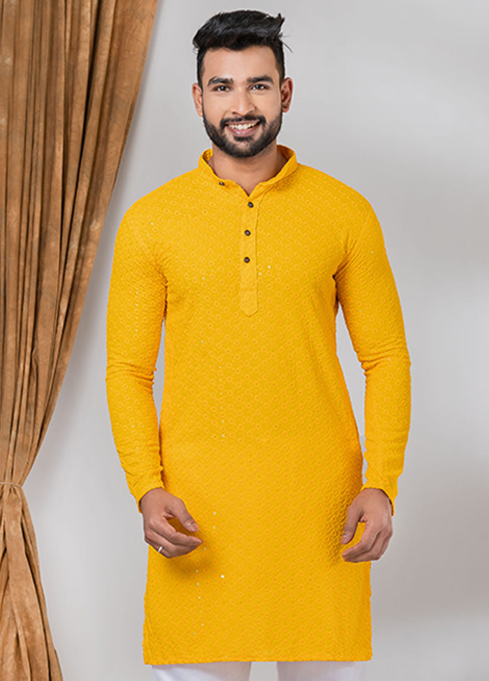 Mustard Silk Kurta And Pajama Set