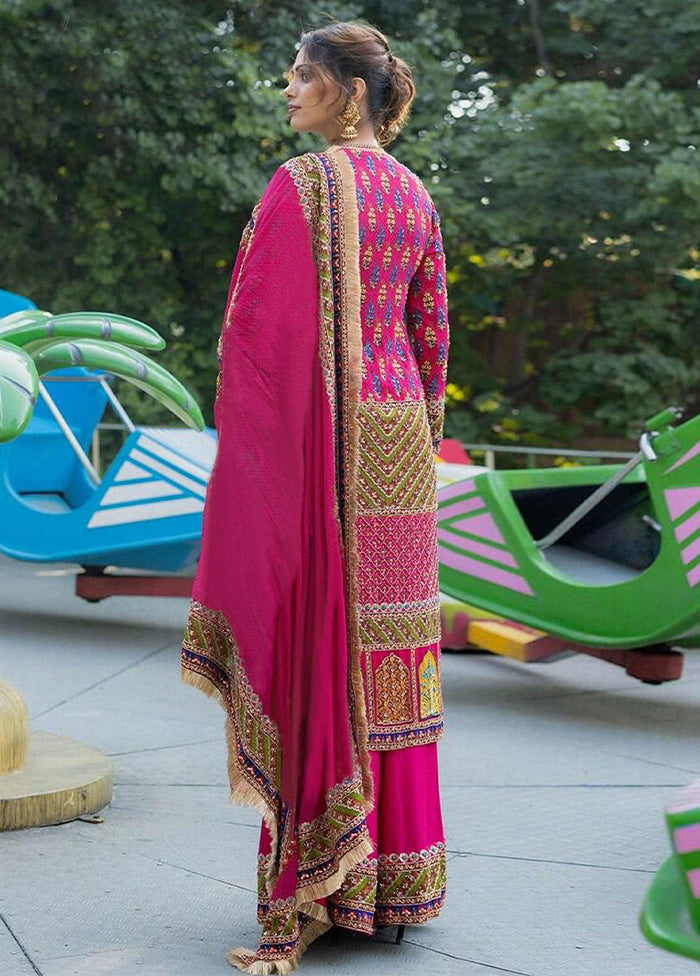 3 Pc Pink Readymade Silk Suit Set