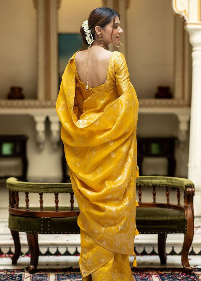 Mustard Banarasi Silk Saree With Blouse Piece