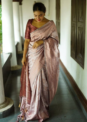 Grey Spun Silk Saree With Blouse Piece