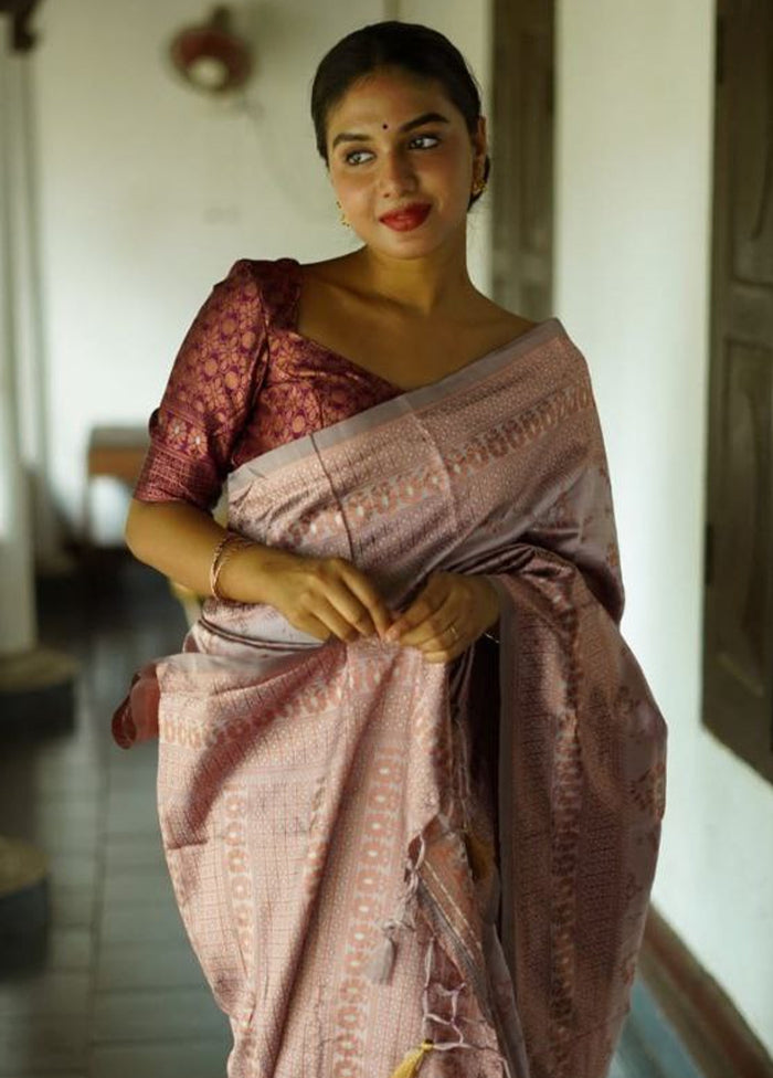 Grey Spun Silk Saree With Blouse Piece