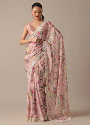 Light Pink Georgette Saree With Blouse Piece