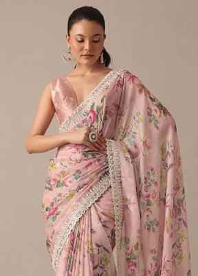 Light Pink Georgette Saree With Blouse Piece