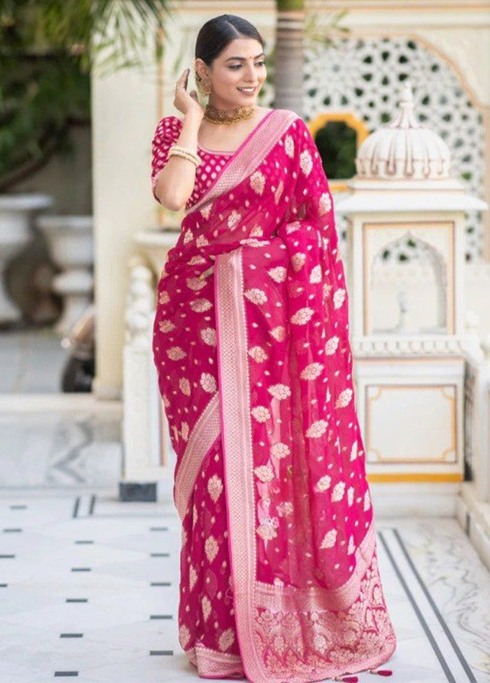 Rani Banarasi Silk Saree With Blouse Piece