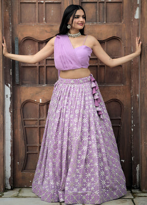 Lavender Georgette Readymade Lehenga Set