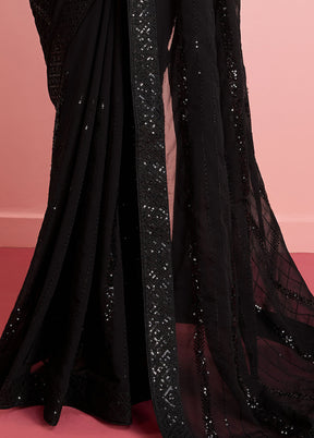 Black Georgette Saree With Blouse Piece