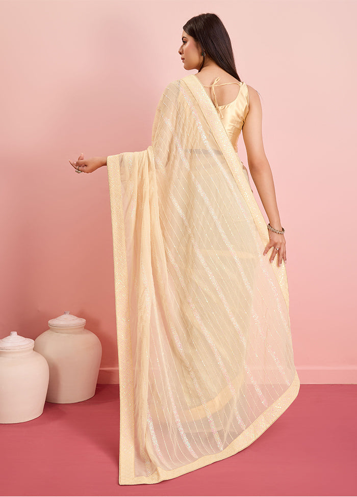 Chiku Georgette Saree With Blouse Piece