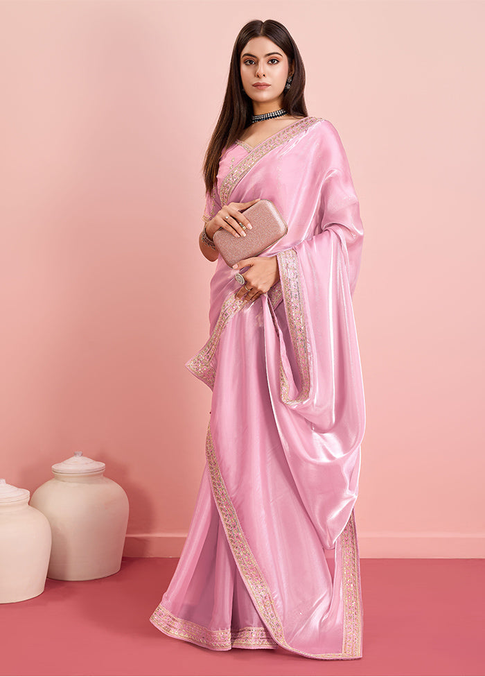 Peach Silk Saree With Blouse Piece