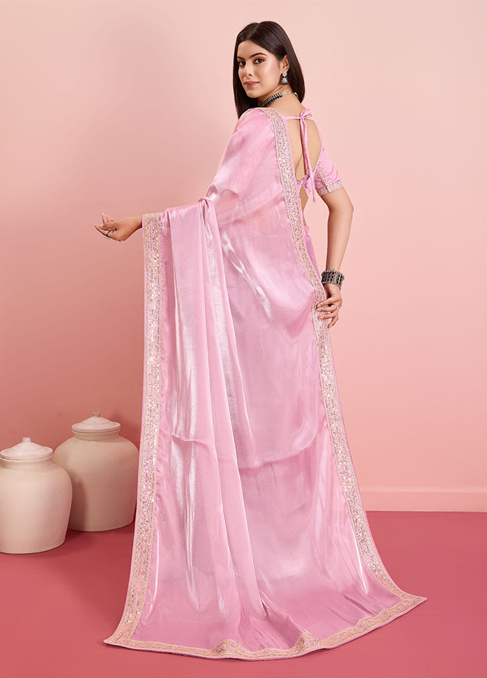 Peach Silk Saree With Blouse Piece