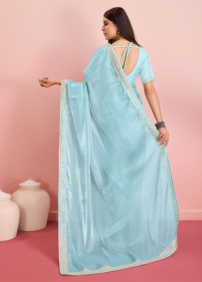 Sky Blue Jimmy Choo Saree With Blouse Piece