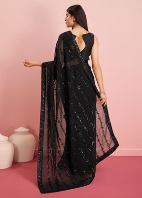 Black Georgette Saree With Blouse Piece