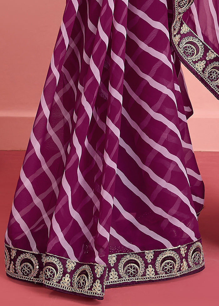 Wine Georgette Saree With Blouse Piece