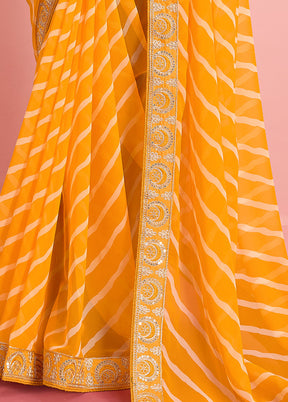 Yellow Georgette Saree With Blouse Piece