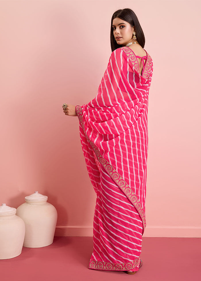 Pink Georgette Saree With Blouse Piece