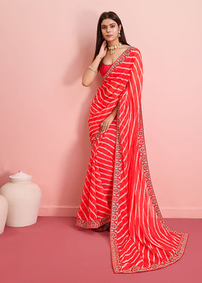 Rust Georgette Saree With Blouse Piece