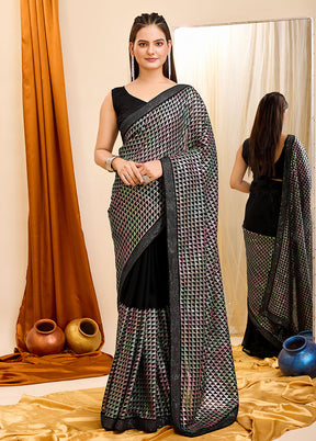 Black Georgette Saree With Blouse Piece