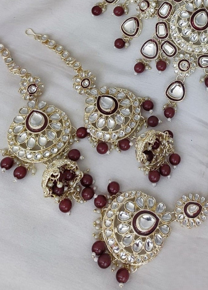 Maroon Alloy Jewellery Set