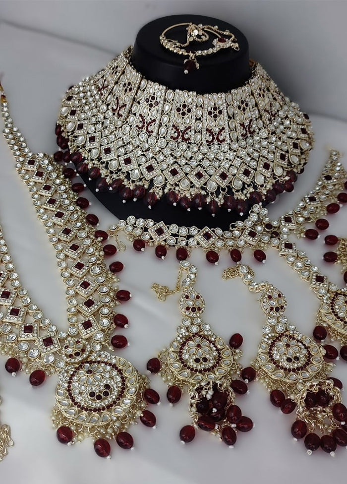 Maroon Alloy Jewellery Set