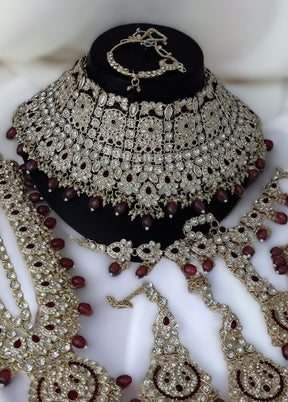 Maroon Alloy Jewellery Set