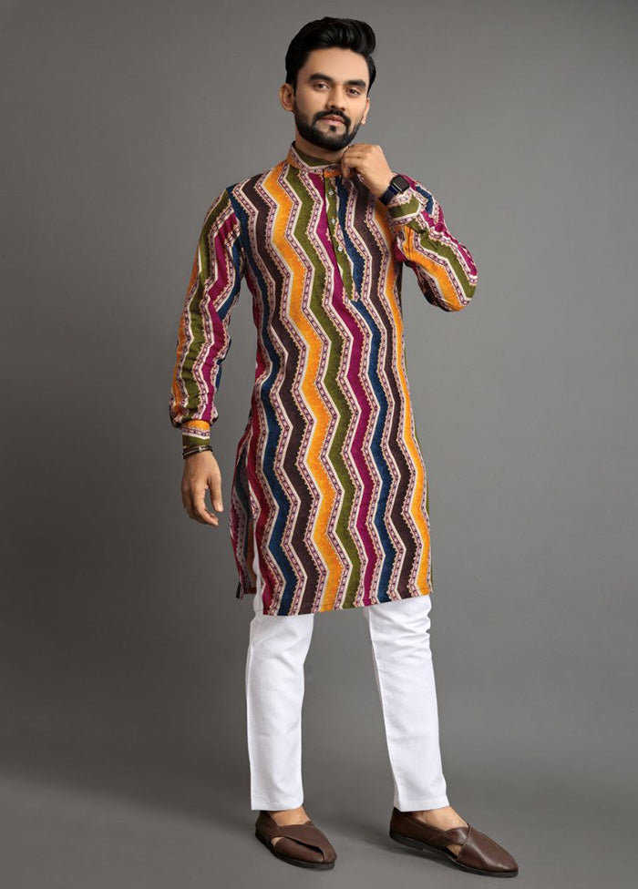 Multicolor Cotton Kurta And Pajama Set