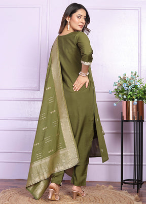 3 Pc Mehendi Readymade Viscose Suit Set - Indian Silk House Agencies