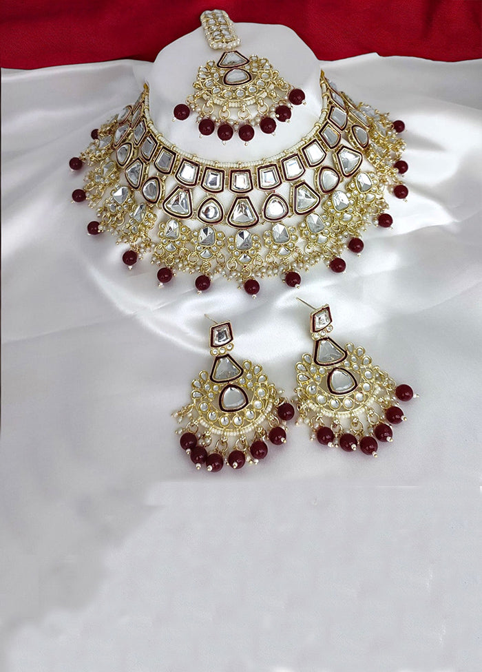 Maroon Alloy Jewellery Set