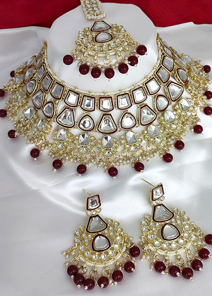 Maroon Alloy Jewellery Set