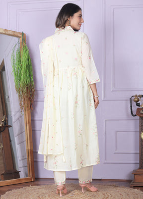 3 Pc White Readymade Cotton Suit Set - Indian Silk House Agencies