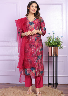 3 Pc Multicolor Readymade Silk Suit Set - Indian Silk House Agencies