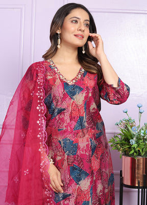 3 Pc Multicolor Readymade Silk Suit Set - Indian Silk House Agencies