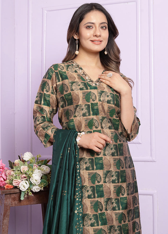 3 Pc Multicolor Readymade Viscose Suit Set - Indian Silk House Agencies