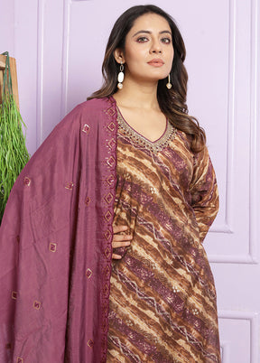 3 Pc Multicolor Readymade Silk Suit Set