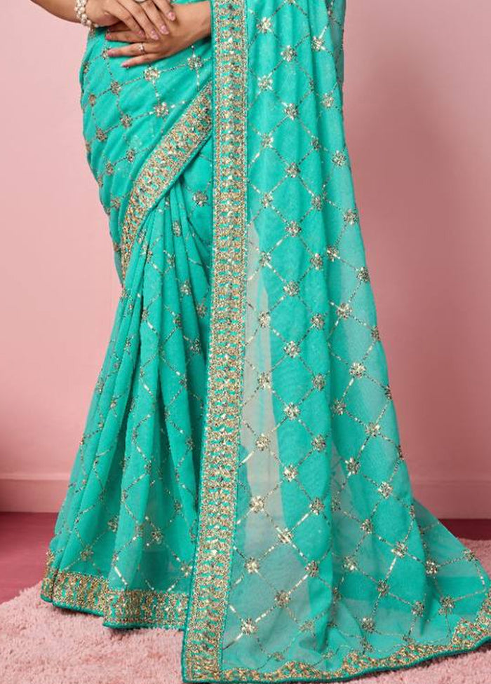 Rama Georgette Saree With Blouse Piece