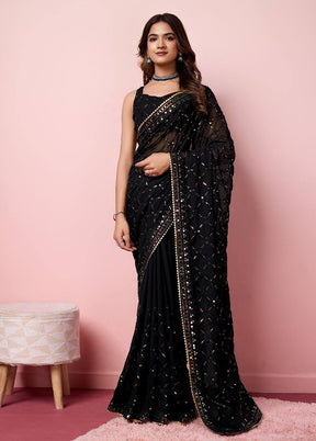 Black Georgette Saree With Blouse Piece