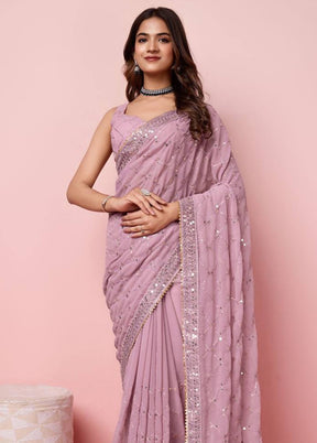 Pink Georgette Saree With Blouse Piece