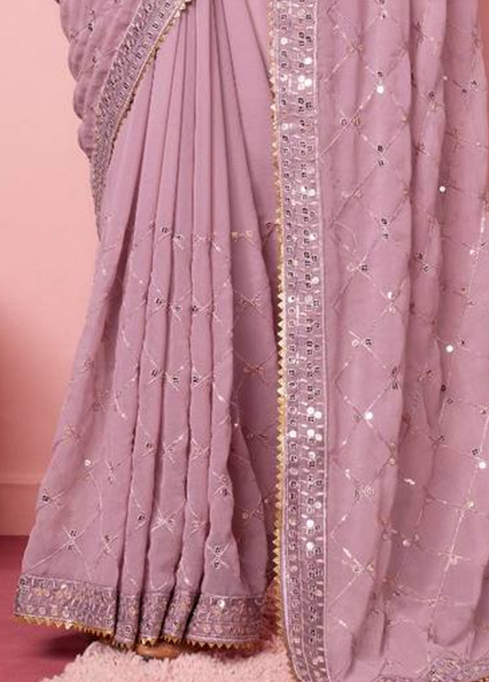 Pink Georgette Saree With Blouse Piece