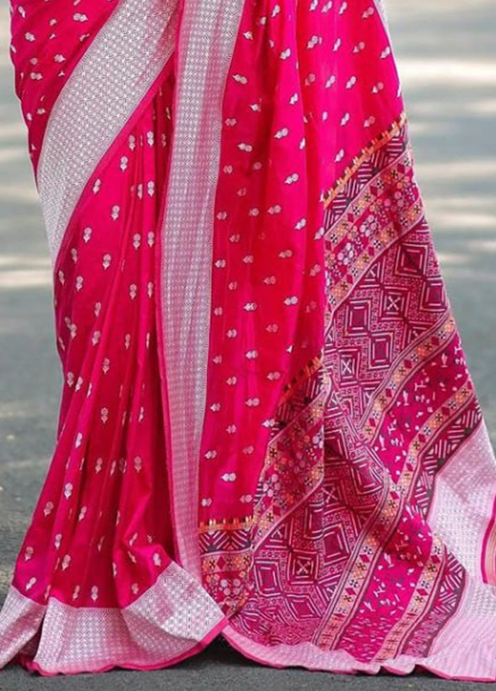 Pink Banarasi Silk Saree With Blouse Piece