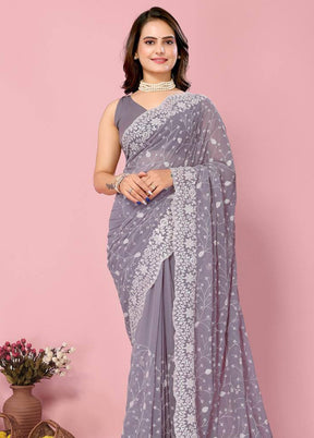 Lavender Georgette Saree With Blouse Piece