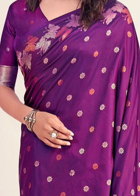 Purple Spun Silk Saree With Blouse Piece