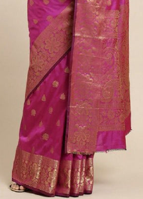 Pink Banarasi Silk Saree With Blouse Piece