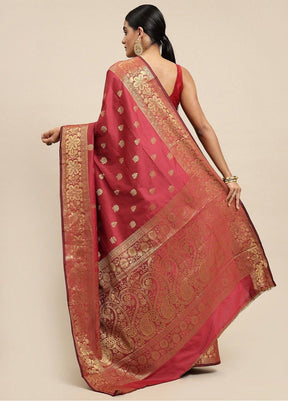 Red Banarasi Silk Saree With Blouse Piece