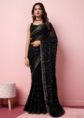 Black Georgette Saree With Blouse Piece