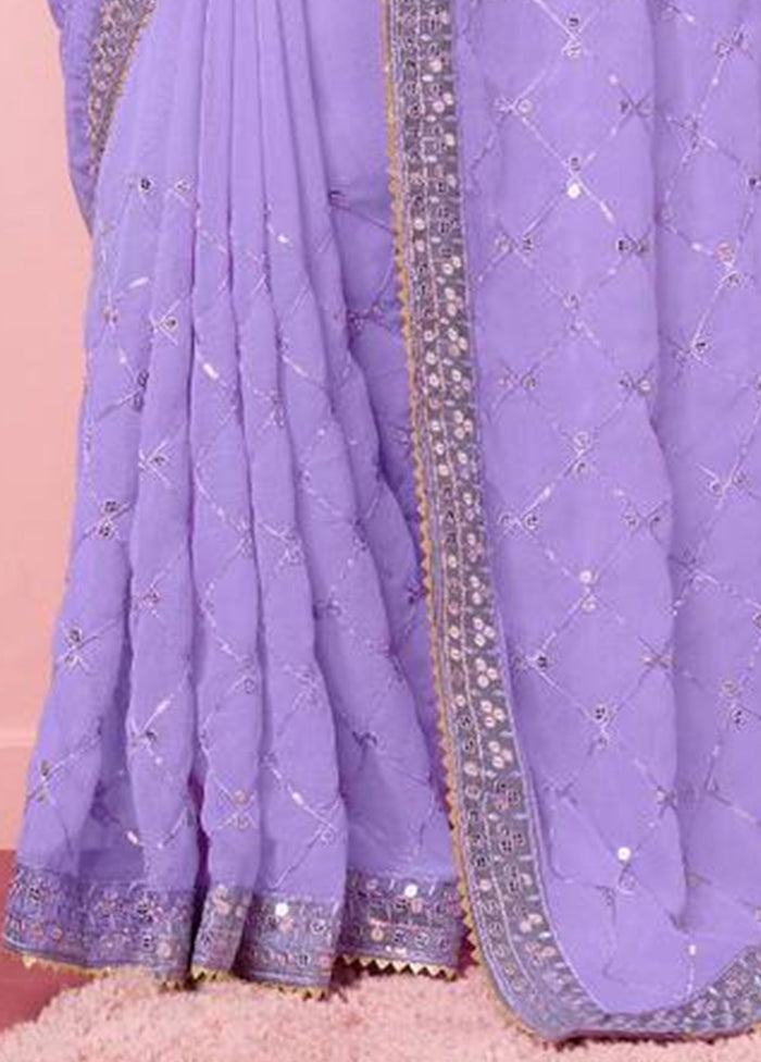 Purple Georgette Saree With Blouse Piece