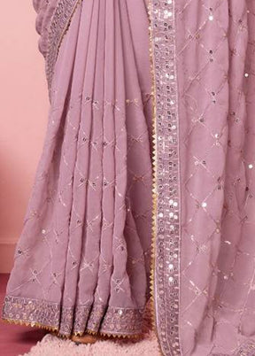 Pink Georgette Saree With Blouse Piece