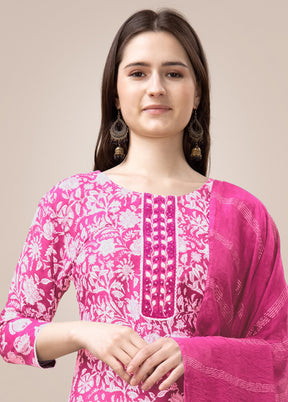 3 Pc Pink Readymade Rayon Suit Set