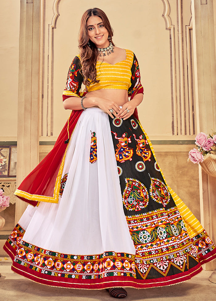 3 Pc Multi Cotton Semi Stitched Lehenga Set