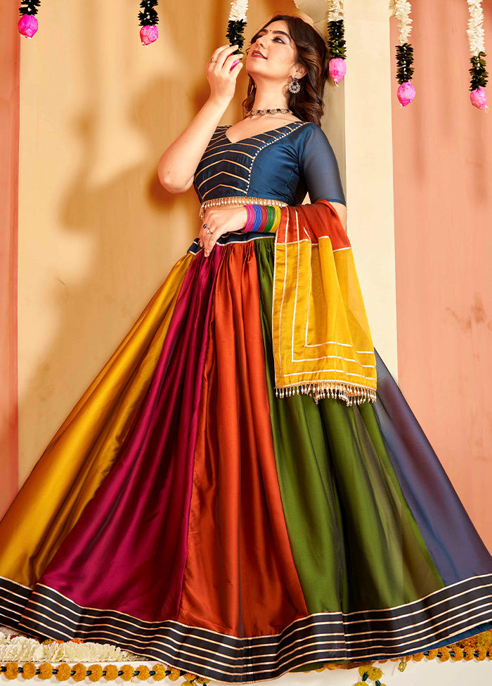 3 Pc Multi Semi Stitched Lehenga Set