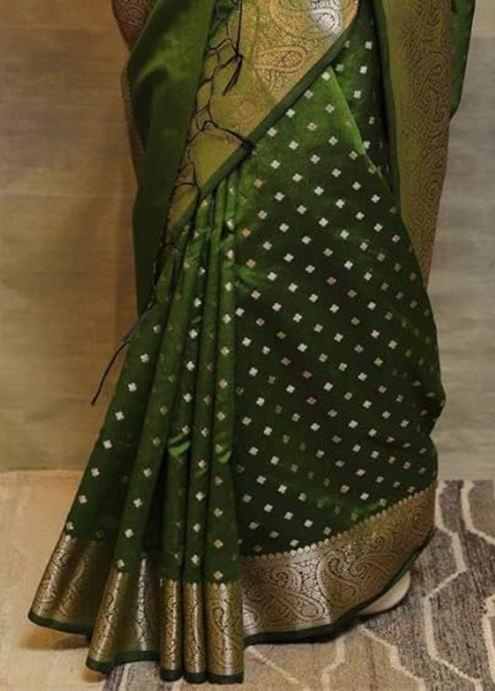 Mehendi Dupion Silk Saree With Blouse Piece